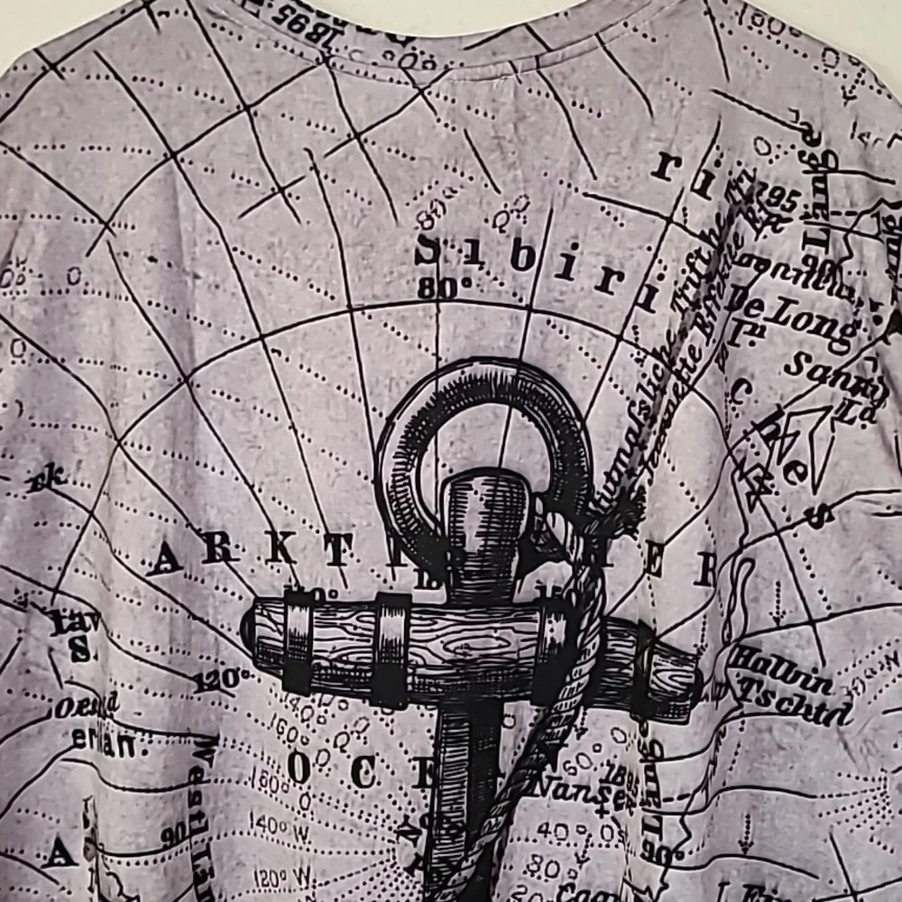 Nautical Voyage Anchor Script Mens Graphic T Shirt Dry Fit Grey Size 2XL - Picture 13 of 16